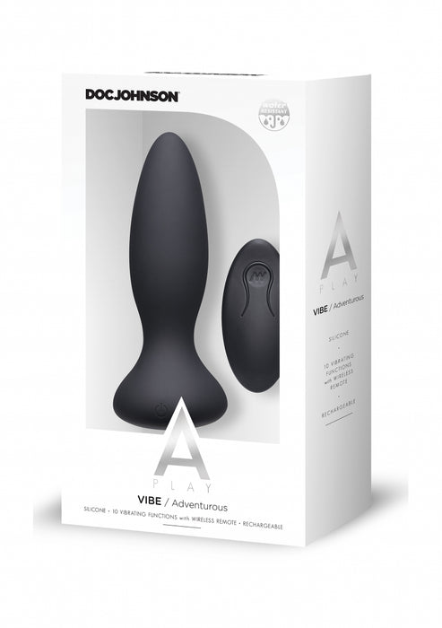 Vibe - Avontuurlijke Siliconen Anaal Plug met Afstandsbediening -Doc Johnson - A-Play-Zwart-SoloDuo