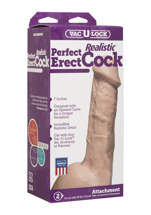 Perfect Erect Realistic Cock-Doc Johnson - Vac-U-Lock-Beige-SoloDuo