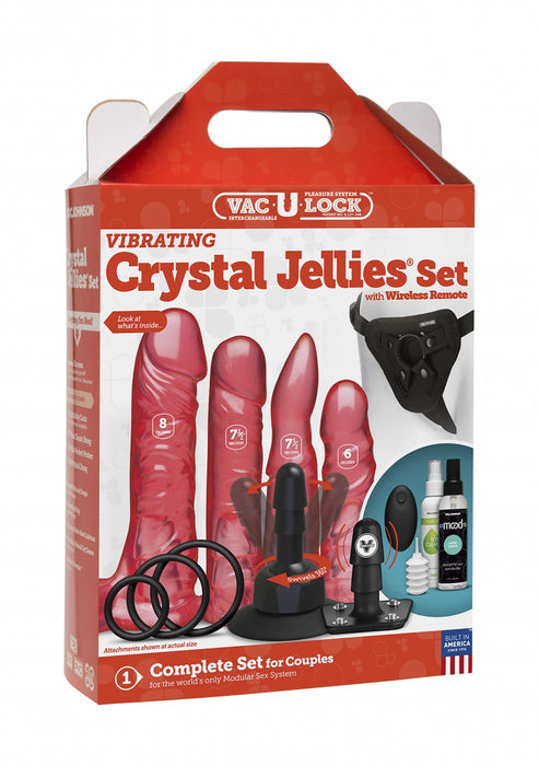 Vibrerende Crystal Jellies Set + Afstandsbediening -Doc Johnson - Vac-U-Lock-Roze-SoloDuo