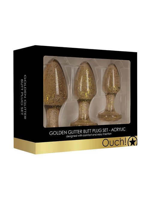 Acrylic Goldchip Butt Plug Set-Ouch!-Goud-SoloDuo