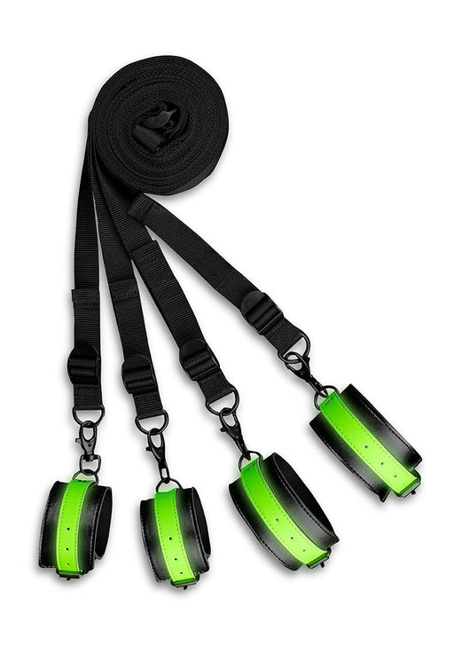 Bed Bindingen Restraint Set Neon Groen/Zwart-Ouch! Glow in the Dark-Zwart met neon groen-SoloDuo