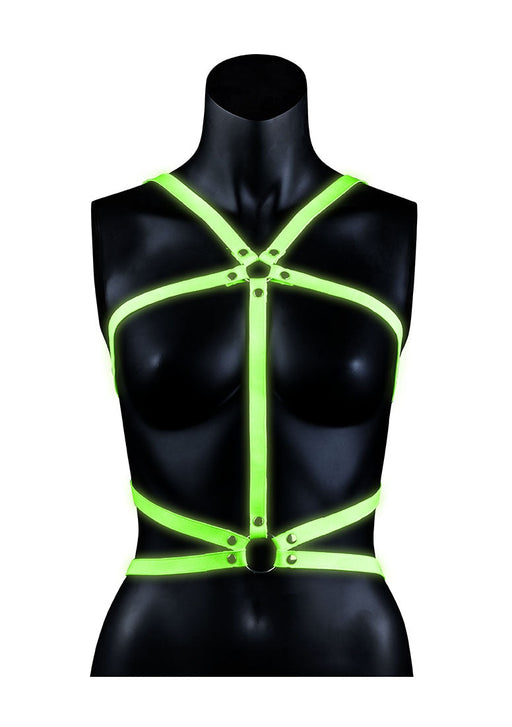Body Harnas Glow in the Dark Neon Groen/Zwart-Ouch! Glow in the Dark-Zwart met neon groen-L/XL-SoloDuo