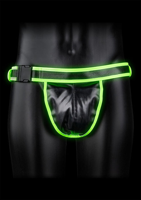 Buckle Jock Strap Voor Hem Neon Groen/Zwart-Ouch! Glow in the Dark-SoloDuo