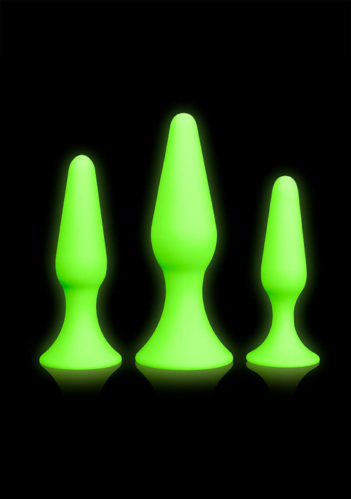 Butt Plug Set Glow in the Dark Neon Groen/Zwart-Ouch! Glow in the Dark-Zwart met neon groen-SoloDuo