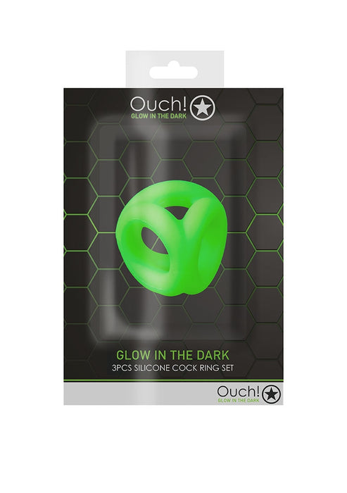 Cock Ring & Ball Strap Glow in the Dark Neon Green-Ouch! Glow in the Dark-Neon groen-SoloDuo