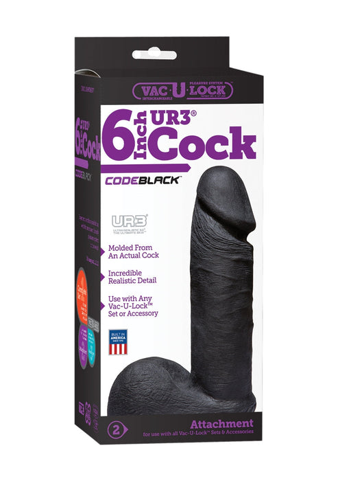 CodeBlack Realistic UR3 Cock 15 cm-Doc Johnson - Vac-U-Lock-Zwart-SoloDuo