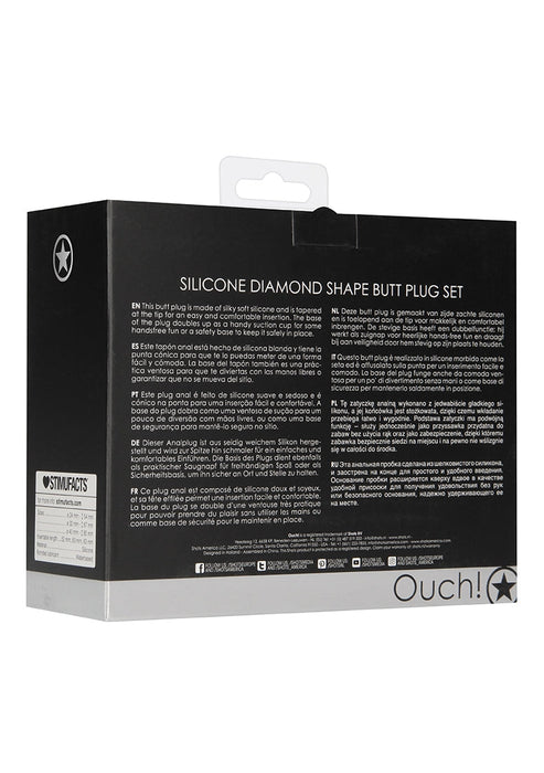 Diamond Shape Butt Plug Set-Ouch!-Zwart-SoloDuo