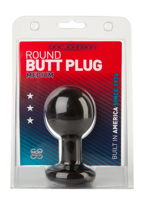 Doc Johnson Round Butt Plug Medium-Doc Johnson - Built In America-Zwart-SoloDuo