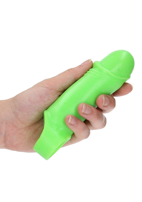 Gladde en Dikke Penis Sleeve Rekbaar Neon Groen-Ouch! Glow in the Dark-Neon groen-SoloDuo