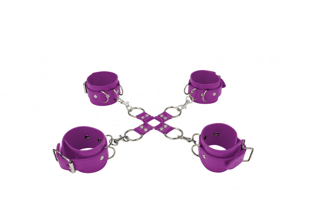 Leather Hand And Legcuffs-Ouch!-Paars-SoloDuo