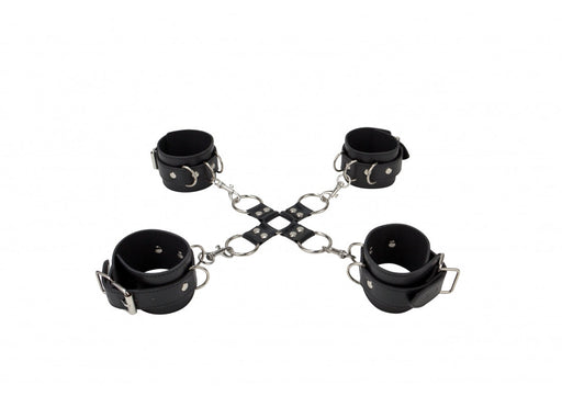 Leather Hand And Legcuffs-Ouch!-Zwart-SoloDuo