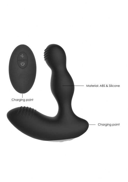 Op Afstand Bediende E-Stim & Vibrerende Prostaat Stimulator-ElectroShock-Zwart-SoloDuo