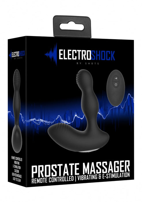 Op Afstand Bediende E-Stim & Vibrerende Prostaat Stimulator-ElectroShock-Zwart-SoloDuo