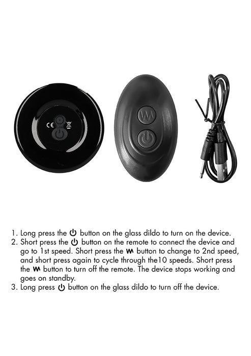 Pluggy Oplaadbare Glazen Vibrator Met Zuignap en Afstandsbediening-Chrystalino-SoloDuo