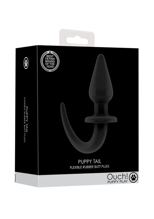 Puppy Play Flexibele Rubberen Butt Plug-Ouch! Puppy Play-Zwart-SoloDuo