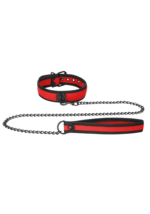 Puppy Play Neopreen Collar met Leash-Ouch! Puppy Play-Rood-SoloDuo