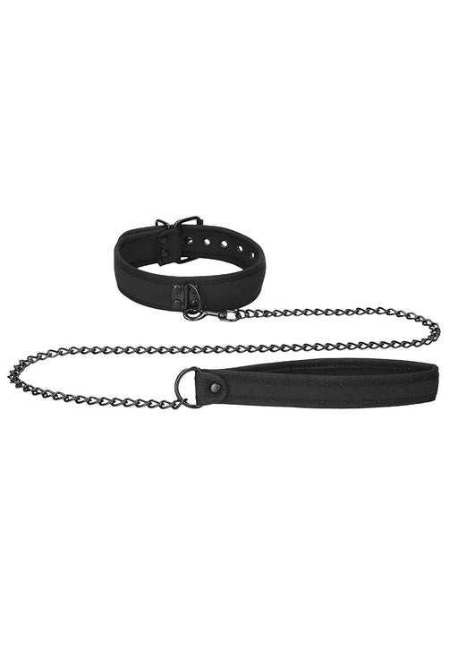 Puppy Play Neopreen Collar met Leash-Ouch! Puppy Play-Zwart-SoloDuo