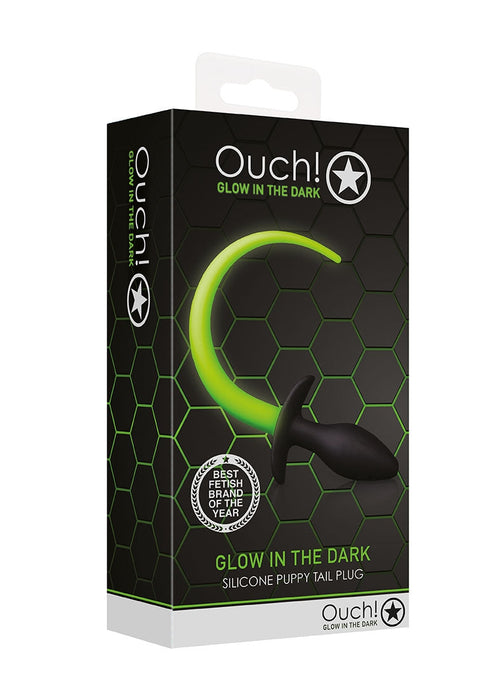 Puppy Tail plug Glow in the Dark Neon Neon Groen/Zwart-Ouch! Glow in the Dark-Zwart met neon groen-SoloDuo