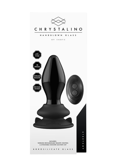 Stretchy Oplaadbare Glazen Vibrator Met Zuignap en Afstandsbediening-Chrystalino-SoloDuo