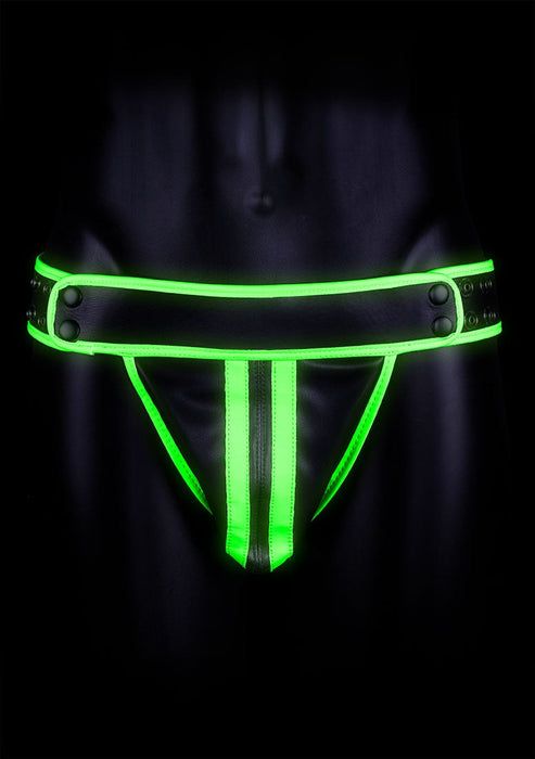 Striped Jock Strap Voor Haar Neon Groen/Zwart-Ouch! Glow in the Dark-Zwart met neon groen-L/XL-SoloDuo