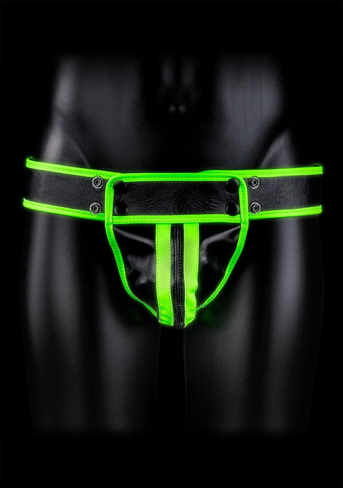 Striped Jock Strap Voor Hem Neon Groen/Zwart-Ouch! Glow in the Dark-Zwart met neon groen-S/M-SoloDuo