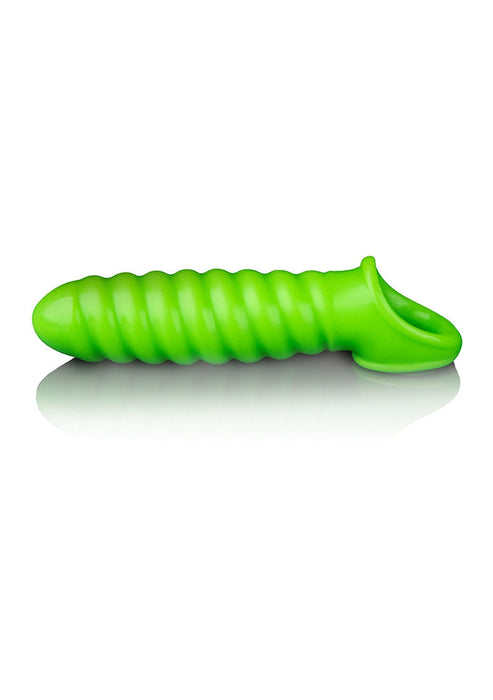Swirl Rekbare Penis Sleeve Glow in the Dark Neon Groen-Ouch! Glow in the Dark-Neon groen-SoloDuo