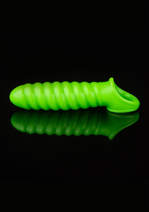 Swirl Rekbare Penis Sleeve Glow in the Dark Neon Groen-Ouch! Glow in the Dark-Neon groen-SoloDuo
