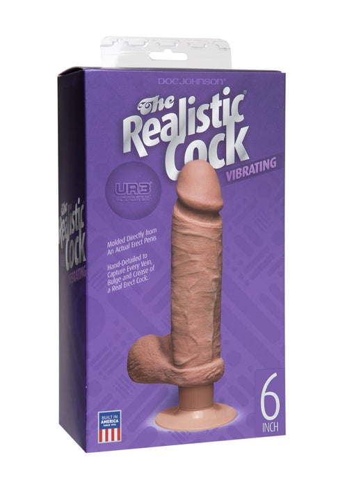 The Realistic Cock UR3 Vibrerend 16 cm - Zuignap-Doc Johnson - Realistic Cocks-Bruin-SoloDuo