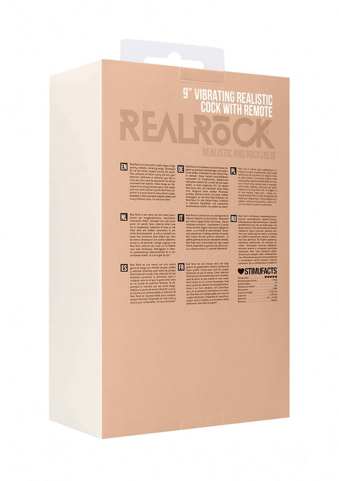 Vibrerende Realistische Dildo 23 cm (9 inch) Met Afstandbediening-RealRock-Beige-SoloDuo