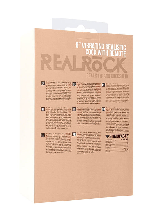 Vibrerende Realistische Dildo Met Balzak 19 cm (8 inch) Met Afstandsbediening-RealRock-SoloDuo